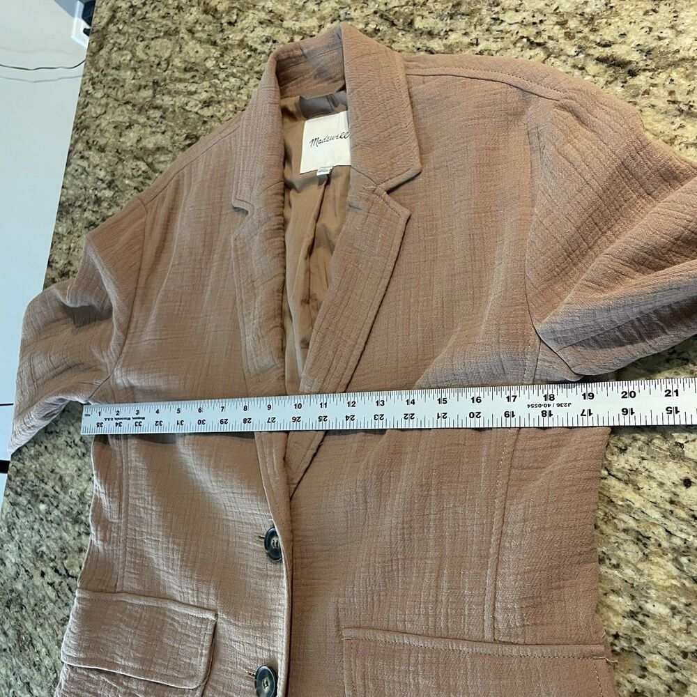 Madewell Size Small Boho Boxy Cotton-Linen Relaxed Larsen Blazer in Faded Earth - Picture 9 of 10